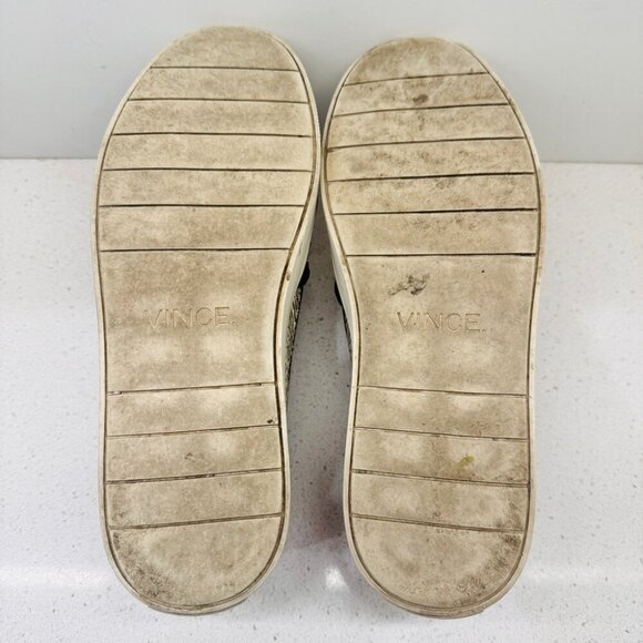 Vince Sneakers Classic Leather Snakeskin Runners Shoes Slip On White Soles Sz 7 - Picture 12 of 12